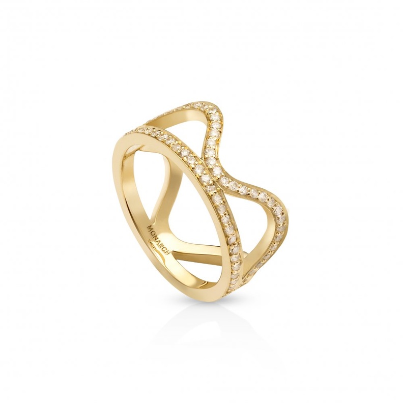  خاتم ذهب اصفر مرصع بالألماس