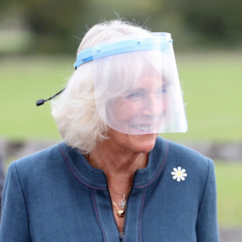 دوقة كورنوال بقناع وجه بلاستيكي