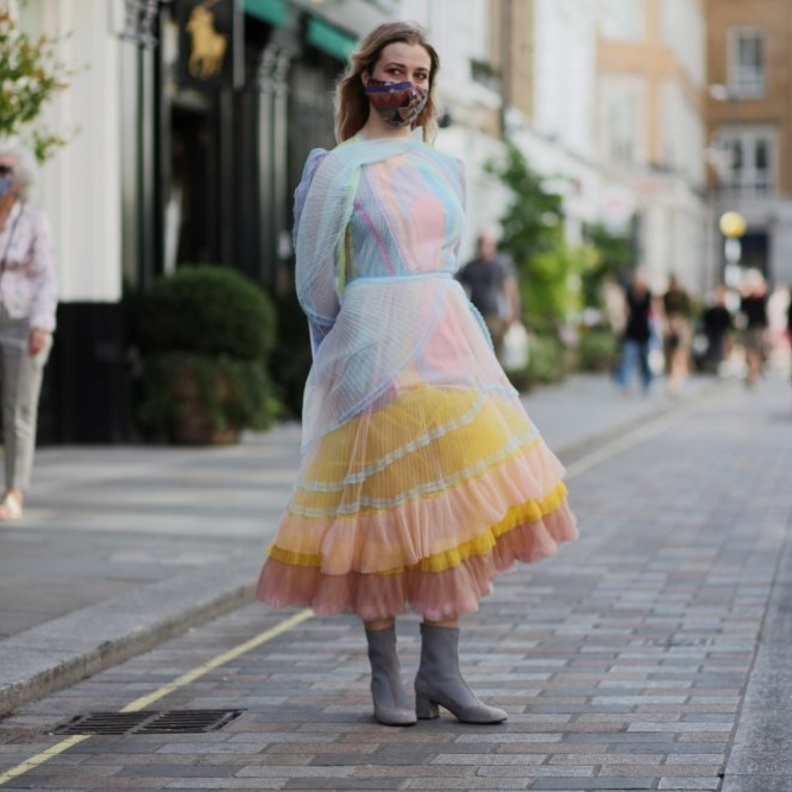  موضة التول الملونة مع الفستان في اسبوع الموضة في لندن