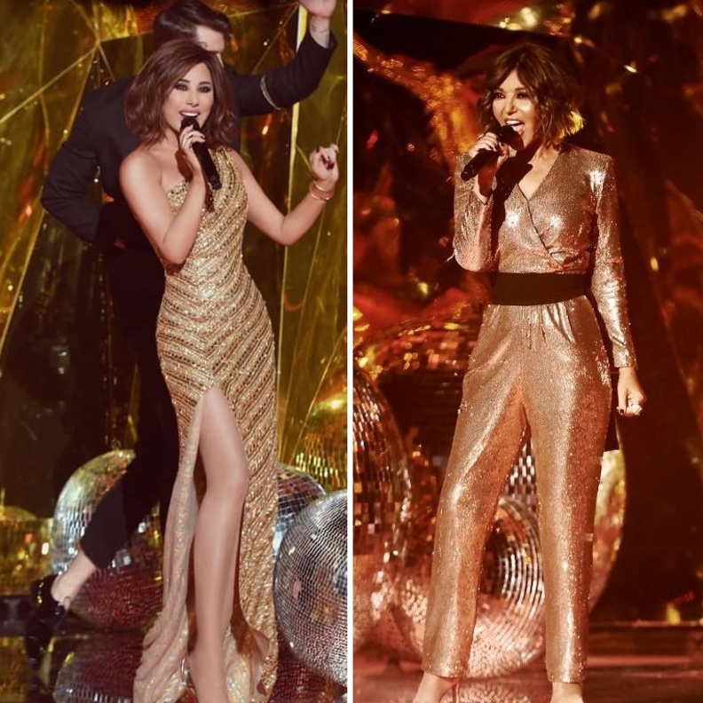 اطلالة نجوى كرم وسميرة سعيد تتألقان باللون الذهبي من بدت أجمل