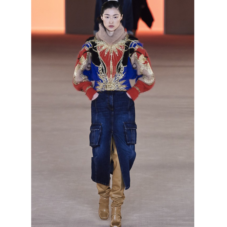 إختاري الكنزة المزيّنة بالنقشات وأكملي الإطلالة بجزمة من وحي إطلالة Balmain