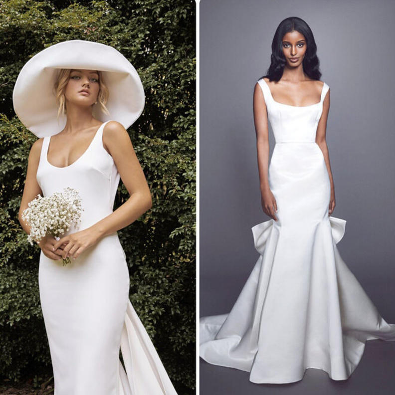 اسبوع الموضة العرائسي - موديلات بأشرطة أكتاف عريض من تصميم أمسال و غريس لوفز و مارتشيسكا