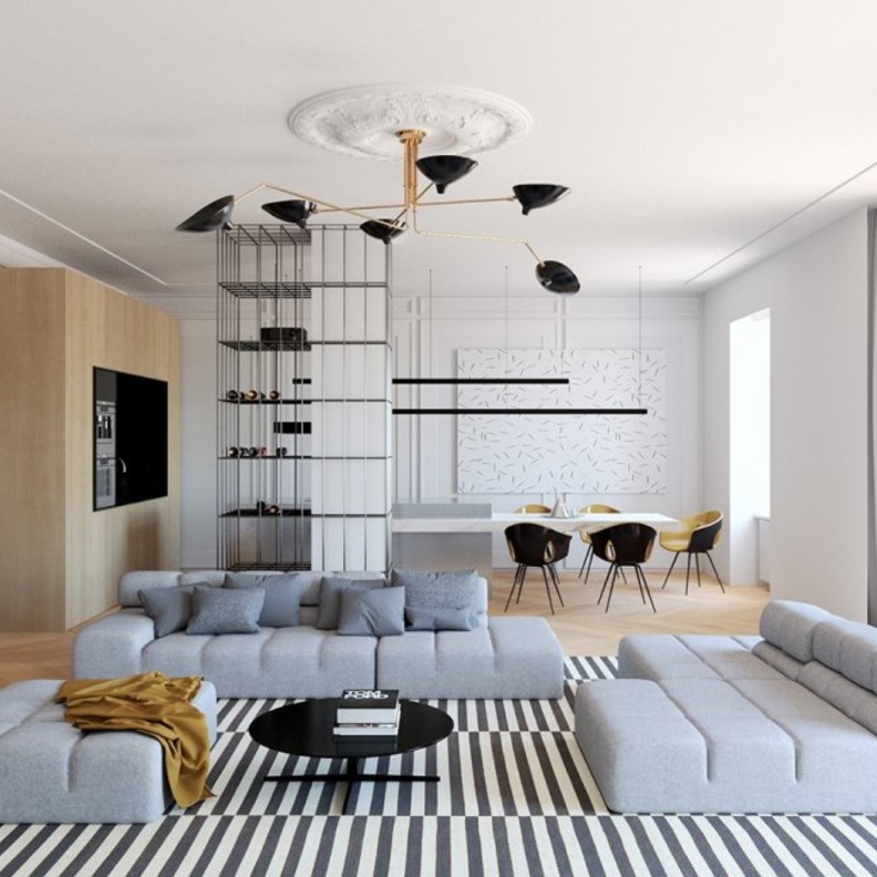  أثاث عصري مع تصاميم جبسية للجدران تضيف الفخامة على الفراغ