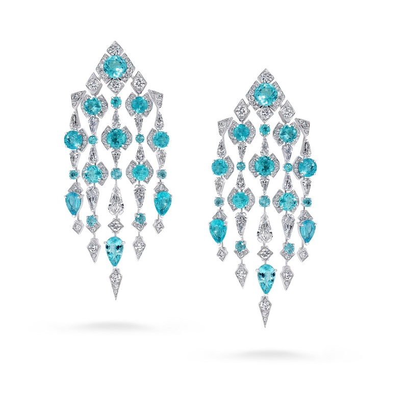 أقراط بحجر  تورمالين بارايبا من ديفيد موريس David Morris 