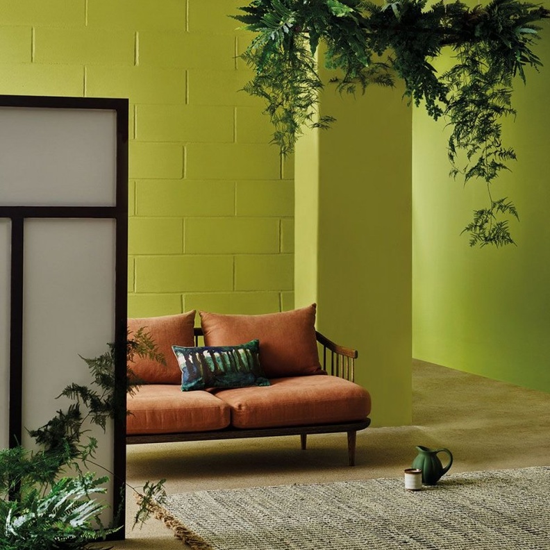 الأخضر الفاتح لغرفة معيشة مشرقة