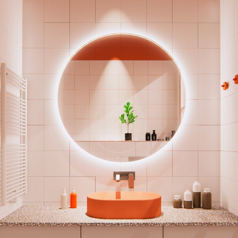  البرتقالي في ديكور الحمام العصري