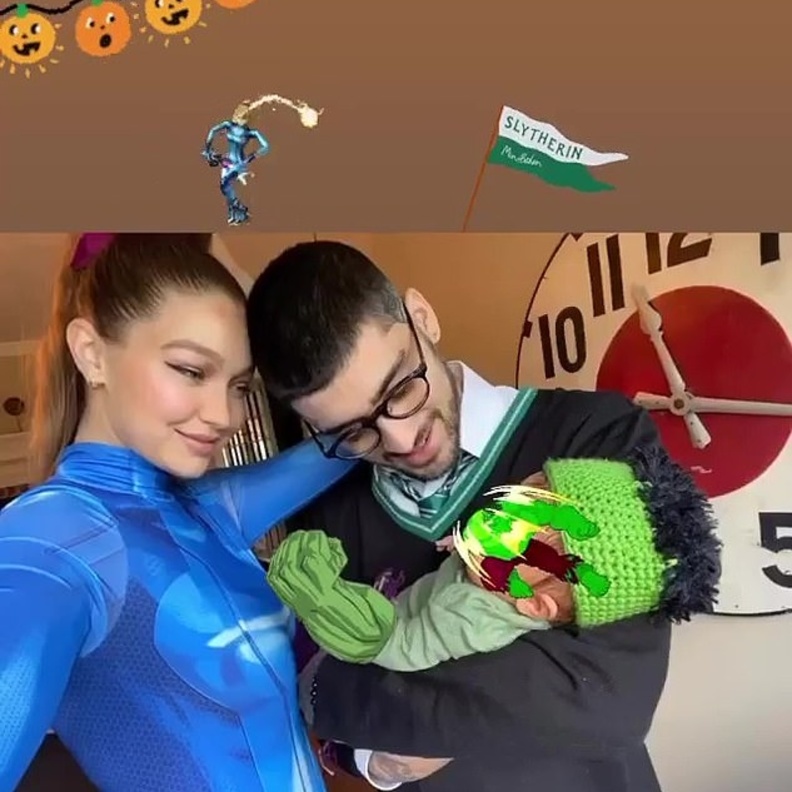 جيجي حديد و زين مالك وطفلهما