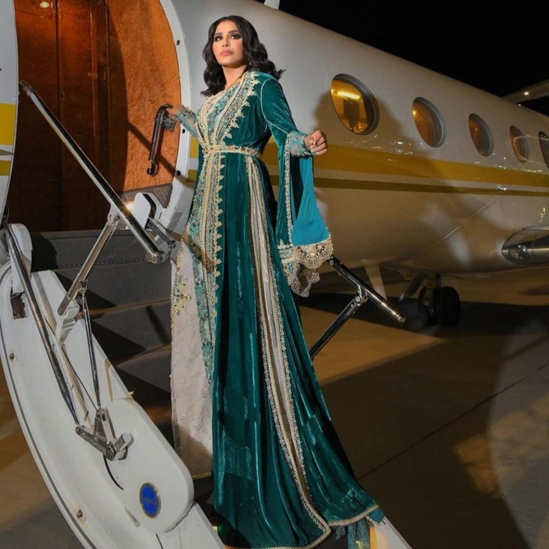  قفطان باللون الاخضر من احلام