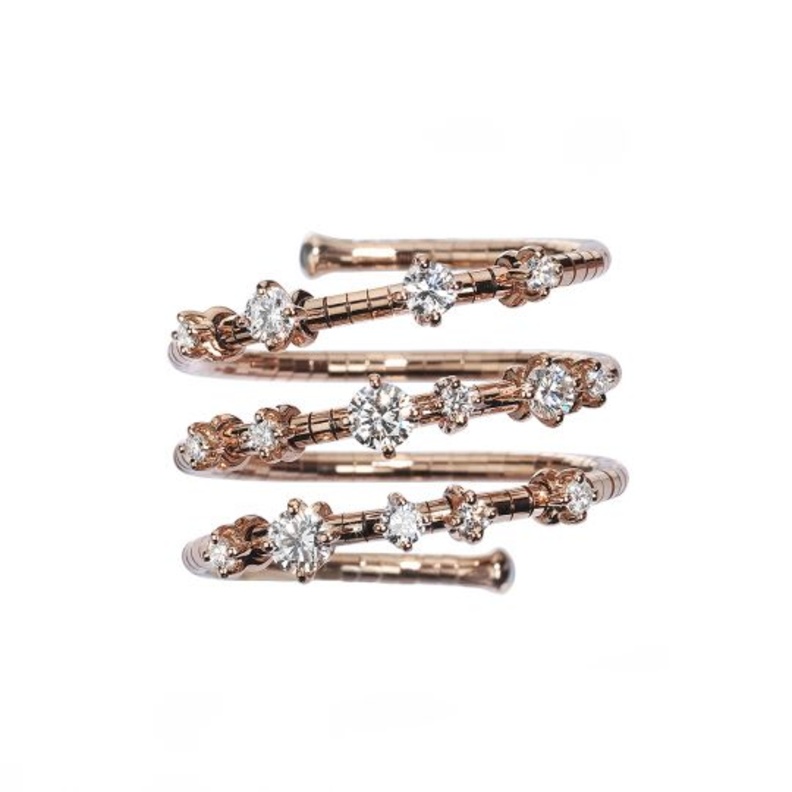 خاتم من الألماس و 3 صفوف من الذهب الوردي من mattia cielo