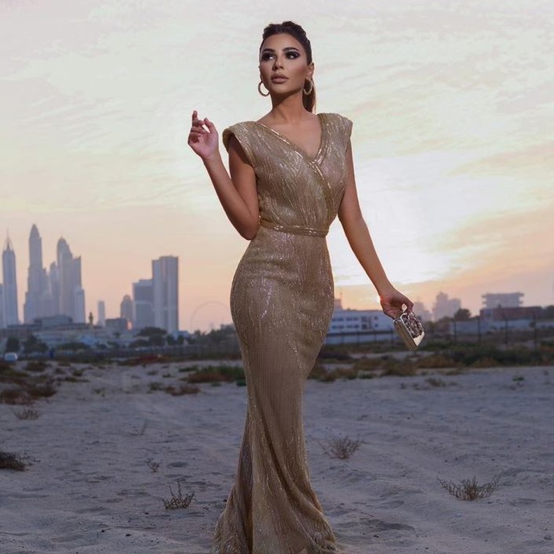 اطلالة مهيرة عبد العزيز من تصميم Fatma Bouchiba