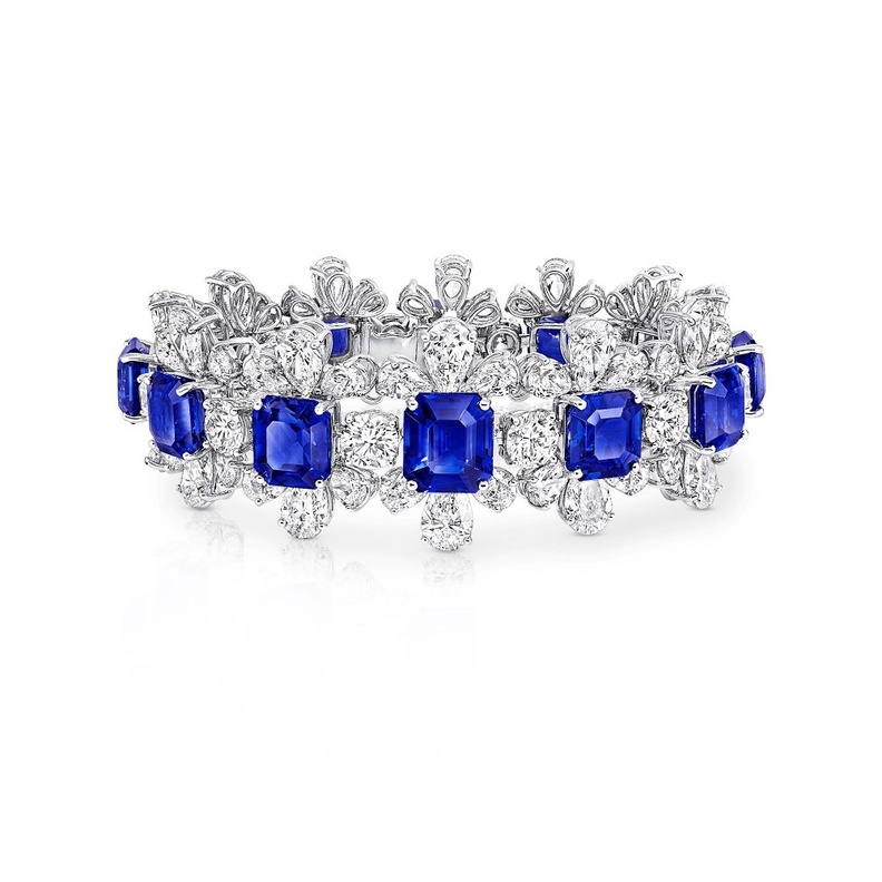  سوار غراف المرصع بأحجار الياقوت والماس Graff sapphire and diamond bracelet