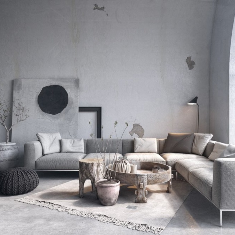 ديكور منزل يتباهى بجمال البيج مع الرمادي