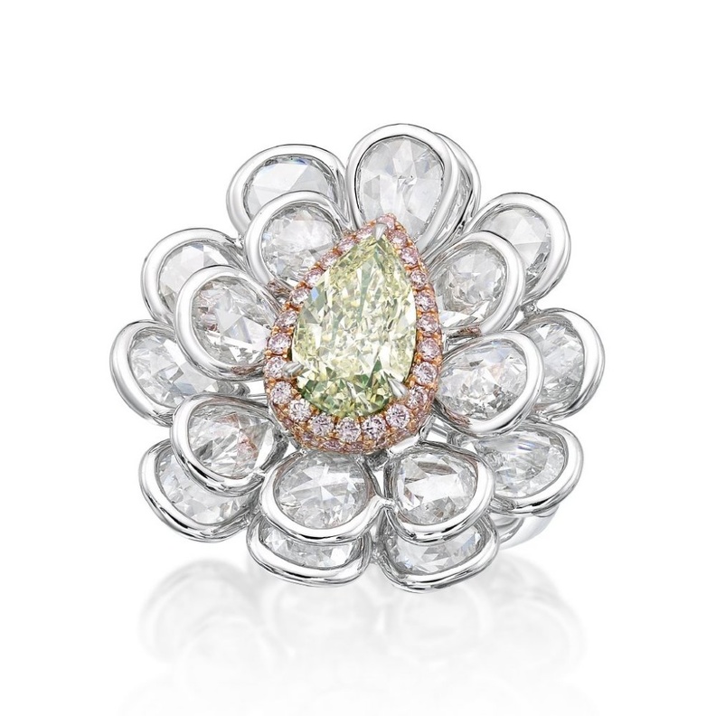 Green diamond cocktail ring by Kahn