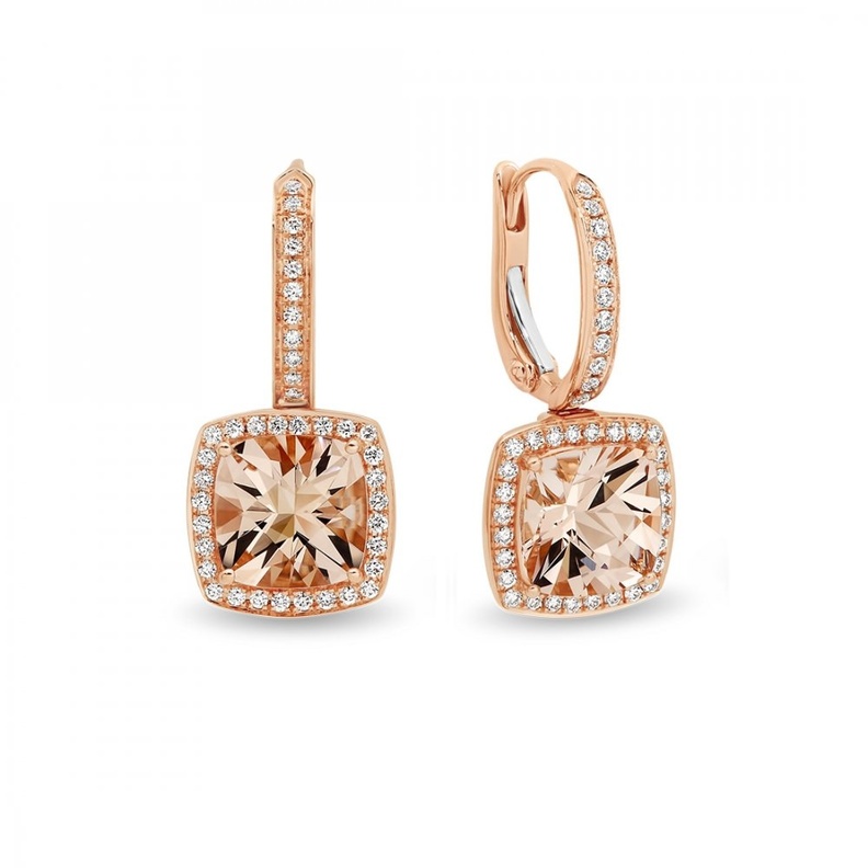  الأقراط المتدلية بالمورجانيت والماس morganite and diamond drop earrings من ماركة غريغوري Gregory