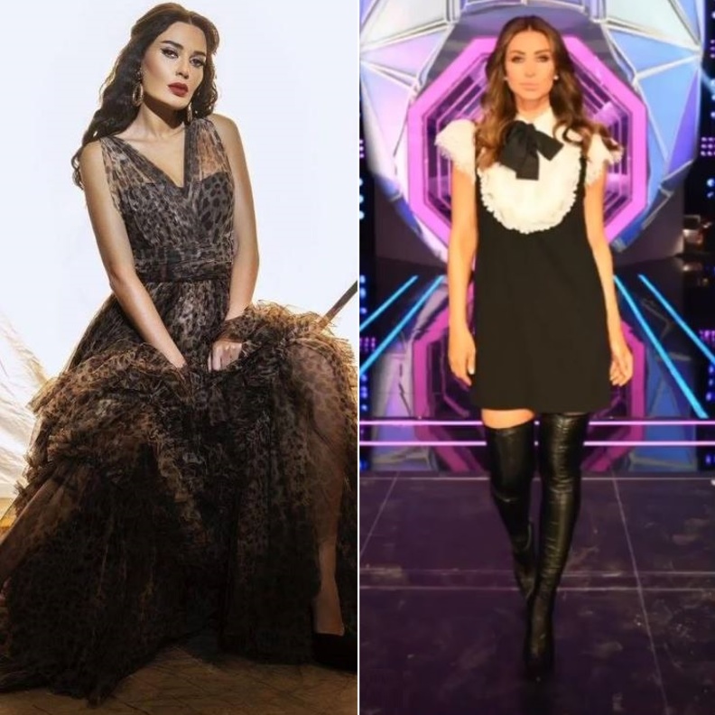 ‎صور اطلالة سيرين عبد النور بالفستان الطويل وأنابيلا هلال بالفستان القصير من تفضلين