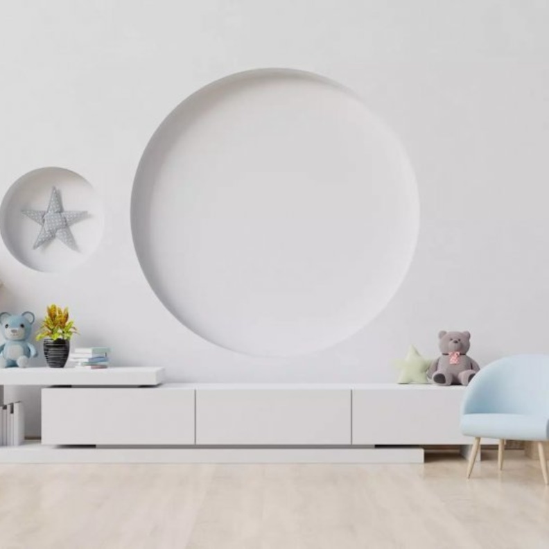  ديكور غرفة أطفال يعتمد الأبيض المريح مع اكسسوارات الأطفال الملونة
