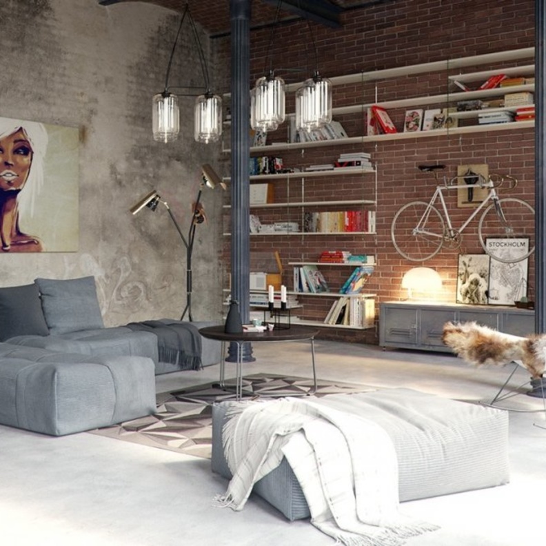  الأرضيات الخرسانية خيار جريء لغرف معيشة عصرية