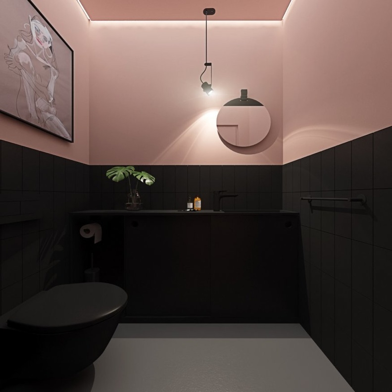  ديكور حمام مو،درن بالزهري والأسود