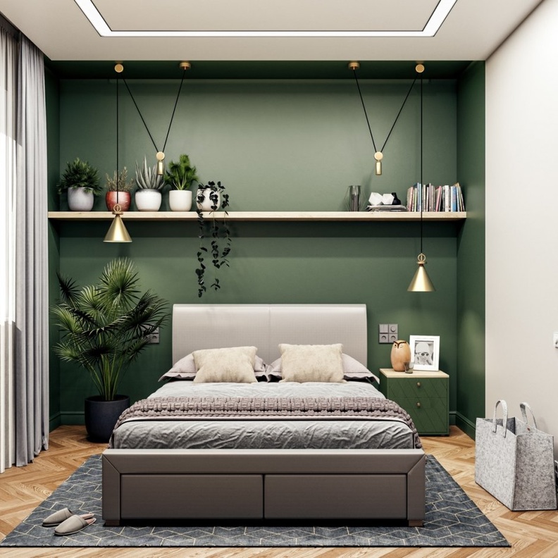 جمال الأخضر في ديكورات غرف النوم