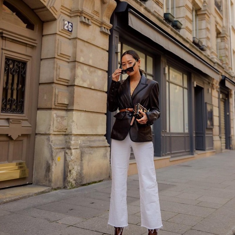 اجمل اطلالات في البليزر الجلد موضة هذا الموسم