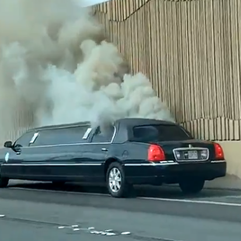  ليموزين يحترق يقل عروس وصديقاتها إلى حفل الزفاف