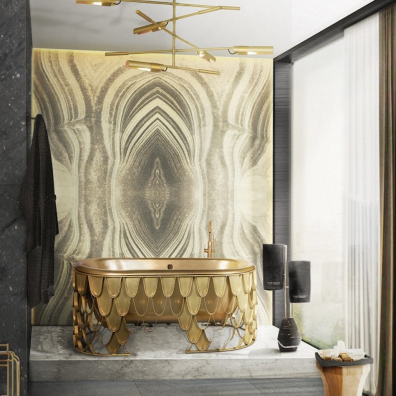 الذهبي في ديكورات حمامات فخمة