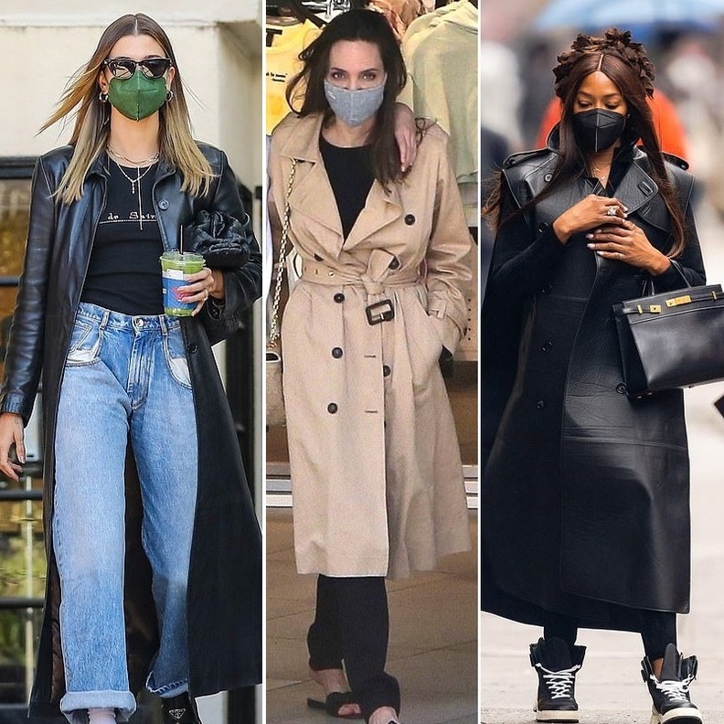 إطلالات انجلينا جولي هايلي بيبر ونعومي كامبل 3 أمثلة للأناقة والعصرية بارتداء المعطف