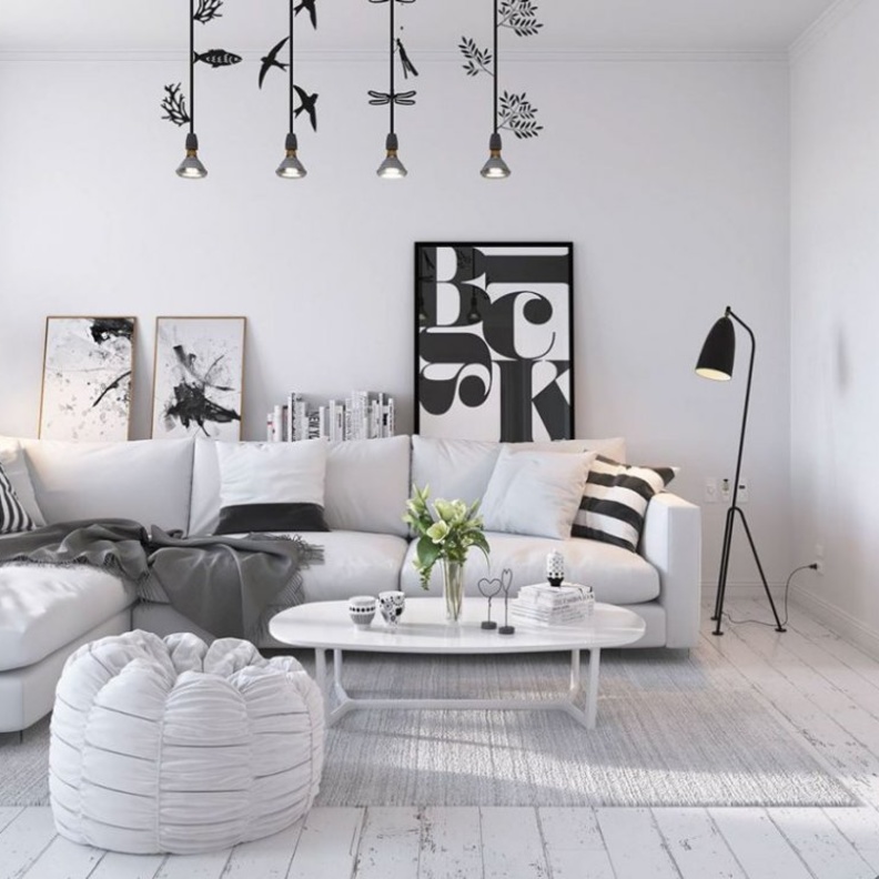  ديكور استديو اسكندنافي بالأسود والأبيض