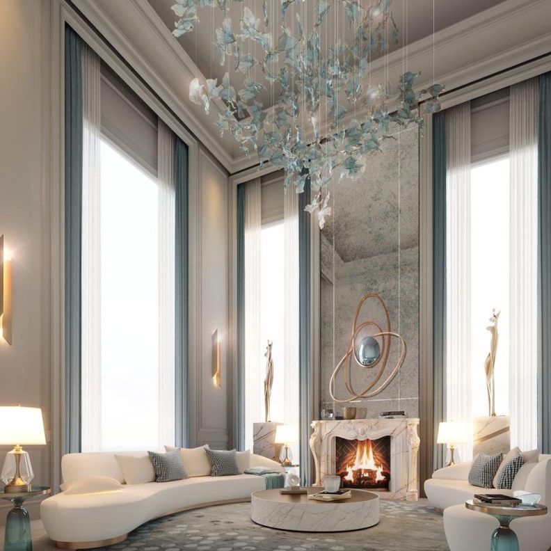  المدفأة تعطي دفء وفخامة على ديكور الجلسات النسائية