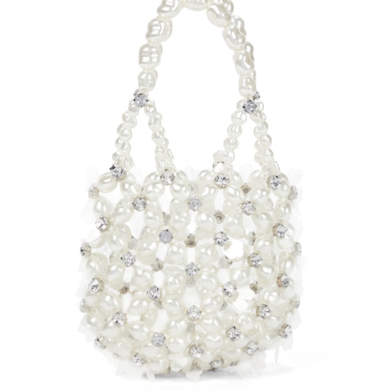  حقيبة كلاتش من اللؤلؤ والكريستال من Simone Rocha