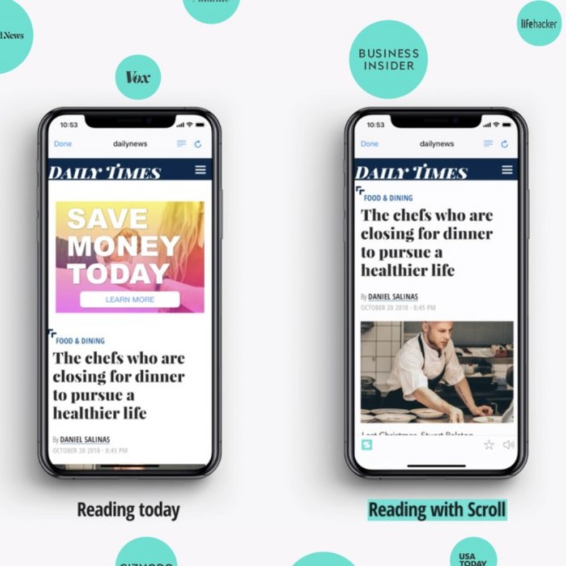 تقدّم سكرول تجربة قراءة ثرية ونظيفة تتضمن عرض المحتوى فقط