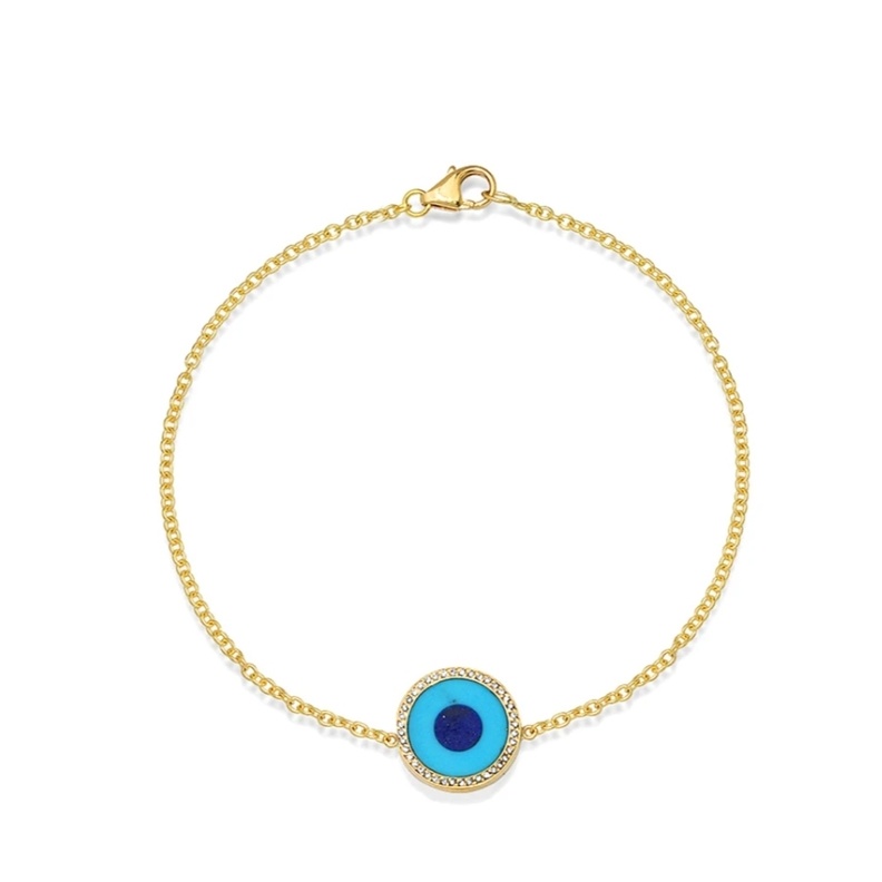 سوار MINI TURQUOISE INLAY EVIL EYE WITH DIAMONDS من Jennifer Meyer
