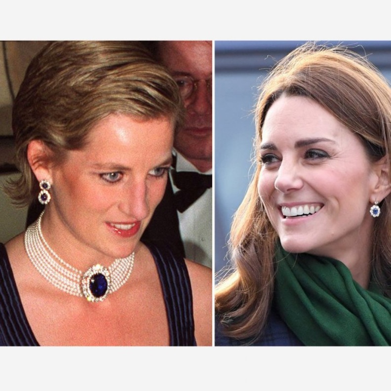 أقراط كيت ميدلتون الماسية من ضمن مجموعة مجوهرات الأميرة ديانا