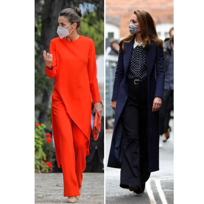 الملكة ليتيزيا ساحرة بالأحمر وكيت ميدلتون بالكحلي