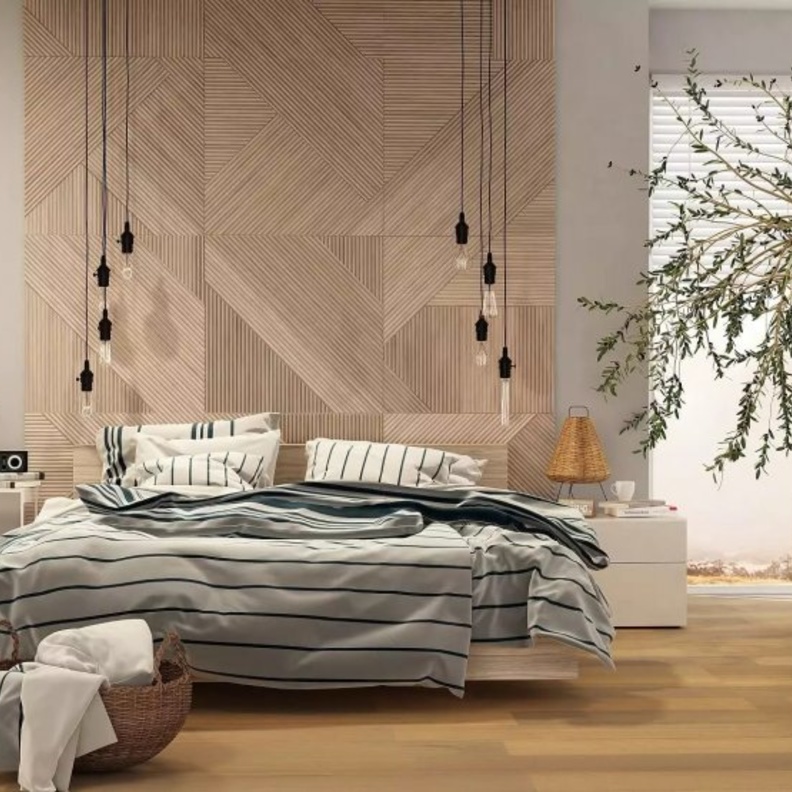  تصميم خشبي لسرير غرفة نوم عصرية