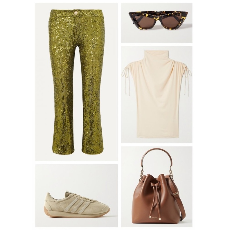 اطلالة شبابية كاجول بالسروال الأنيق من الترتر اللماع