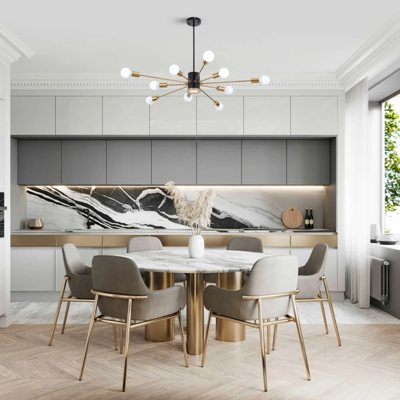  الذهبي في غرف الطعام يعكس الفخامة والتألق