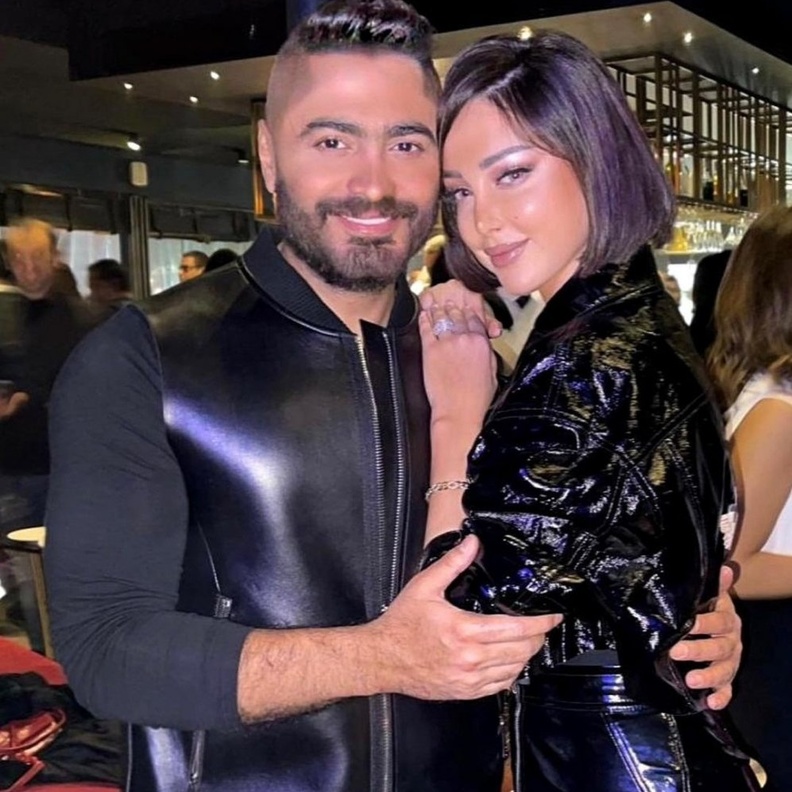  تامر حسني وبسمة بوسيل- انستغرام تامر حسني