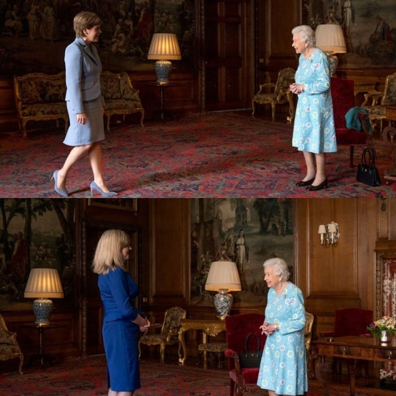 إطلالة ملكة بريطانيا باللون الأرجواني