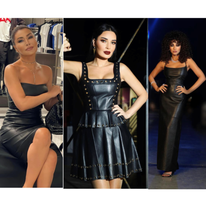 من بين النجمات بدت أجمل بصيحة موديلات فساتين جلد انيقة