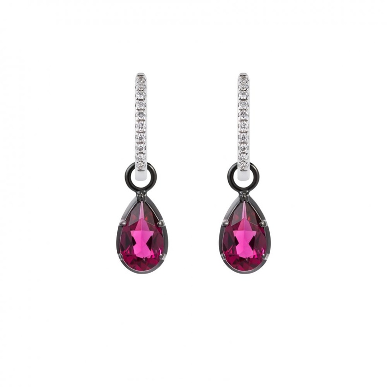 Rubellite drop earrings by Jacqui Larsson