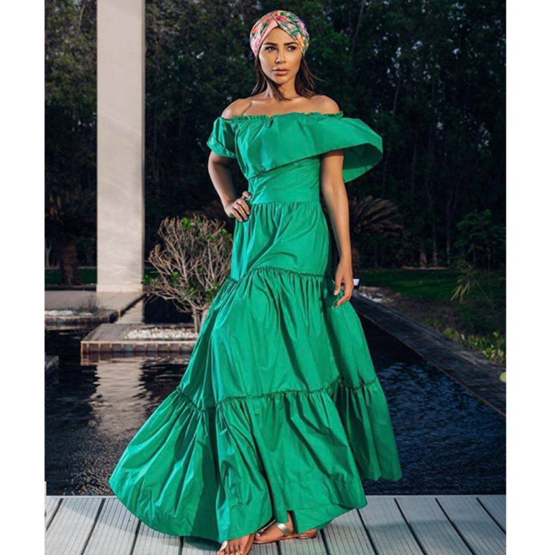 تنسيق اطلالات يومية للصيف مع الفستان الاخضر من وحي مهيرة عبدالعزيز- الصورة من انستغرام