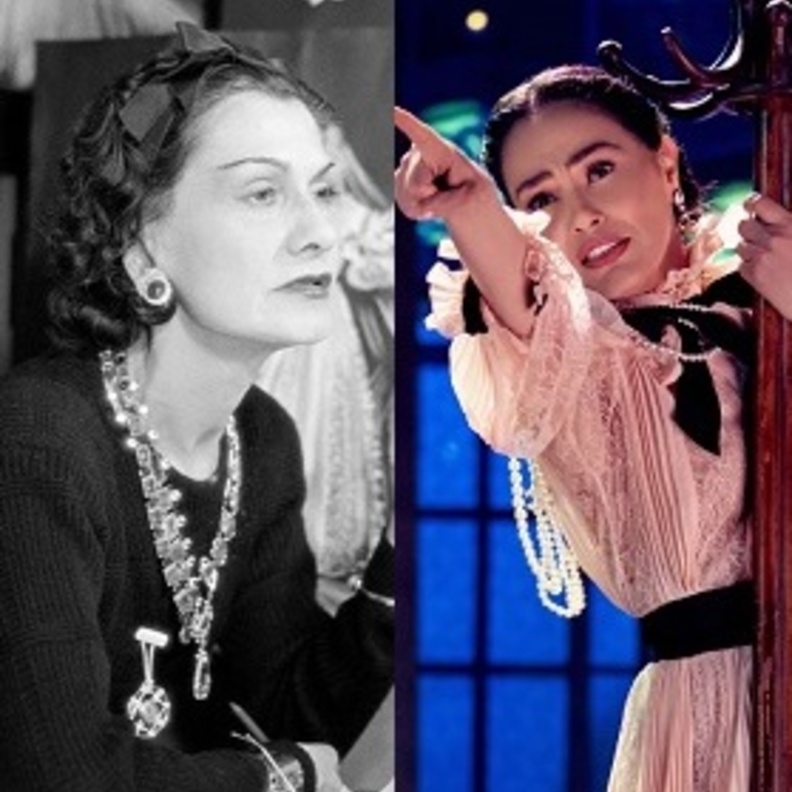 صورة لكوكو شانيل من الموقع الرسمي لدار شانيل وصورة لشريهان من المركز الإعلامي لشبكة mbc 