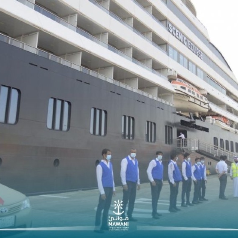  انطلاق رحلات أول سفينة كروز سياحية من ميناء جدة الصورة من حساب الهيئة العامة للموانيء السعودية على تويتر