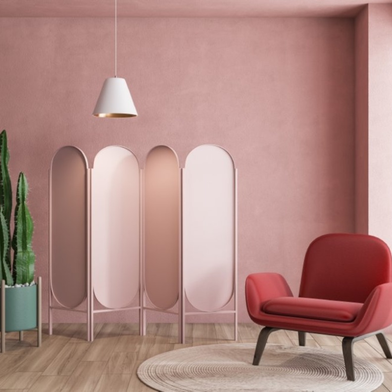  دهانات حوائط بالوردي الفاتح لمسة جريئة في ديكور غرفة المعيشة