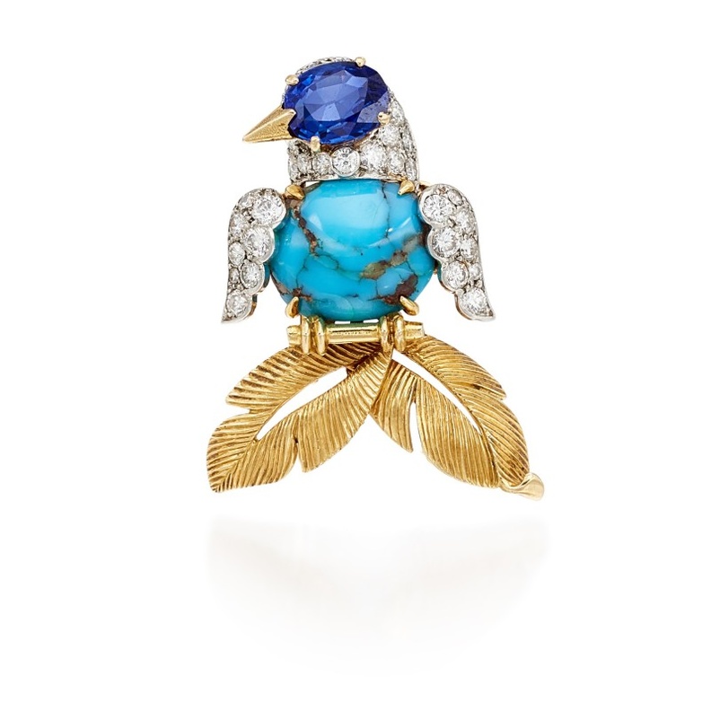  بروش كلاسيكي من كارتييه من الذهب والفيروز والماس