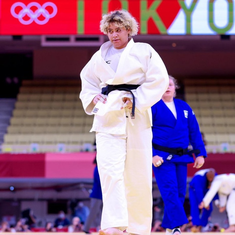 لاعبة الجودو السعودية تهاني القحطاني الصورة من حساب الاولمبية السعودية على تويتر