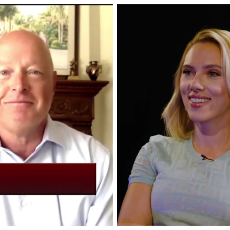 سكارليت جوهانسون والرئيس التنفيذي لشركة ديزني بوب تشابيك