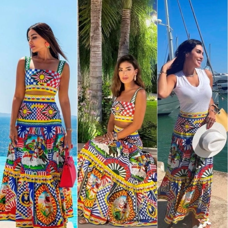 3 نجمات بنفس تنورة Dolce and Gabbana... من بدت الأجمل