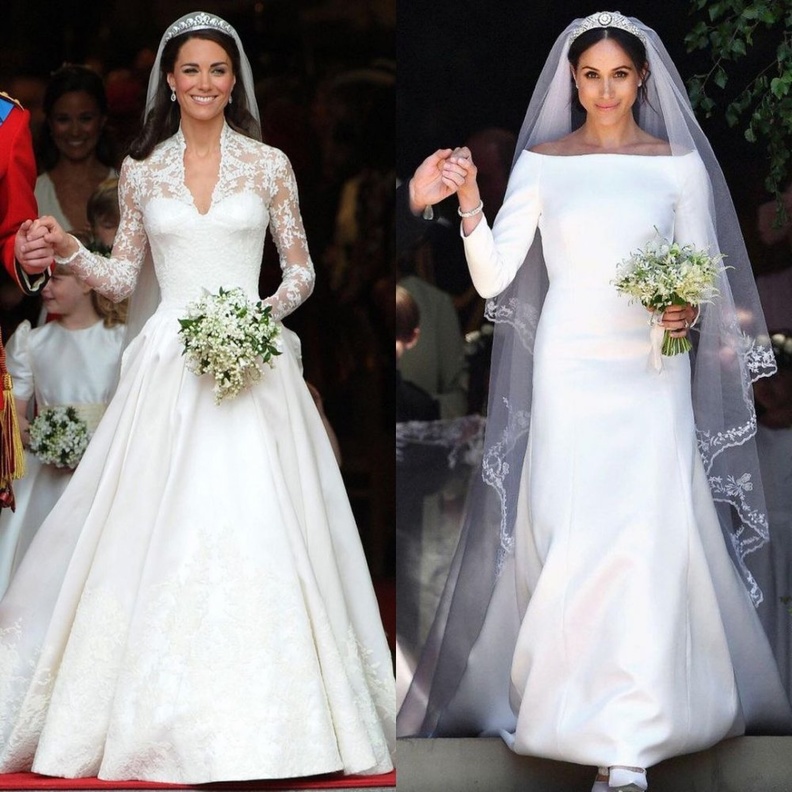 فستاني زفاف كيت ميدلتون وميغان ماركل يتصدران قائمة الأكثر شعبية لهذا العقد